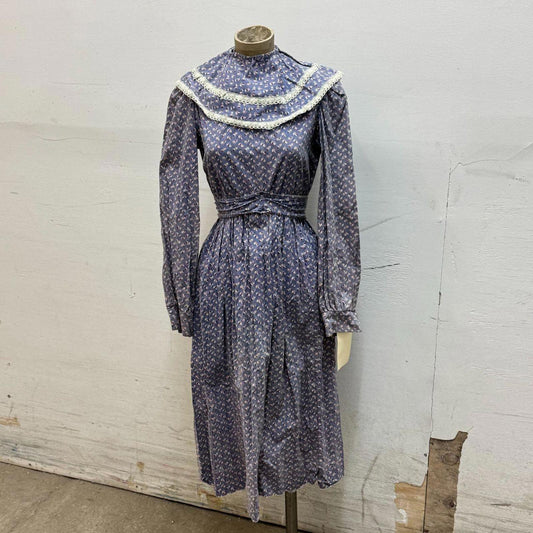 Vintage 1950s Studio-Made Purple Blue Floral Western Prairie Dress Movie Costume