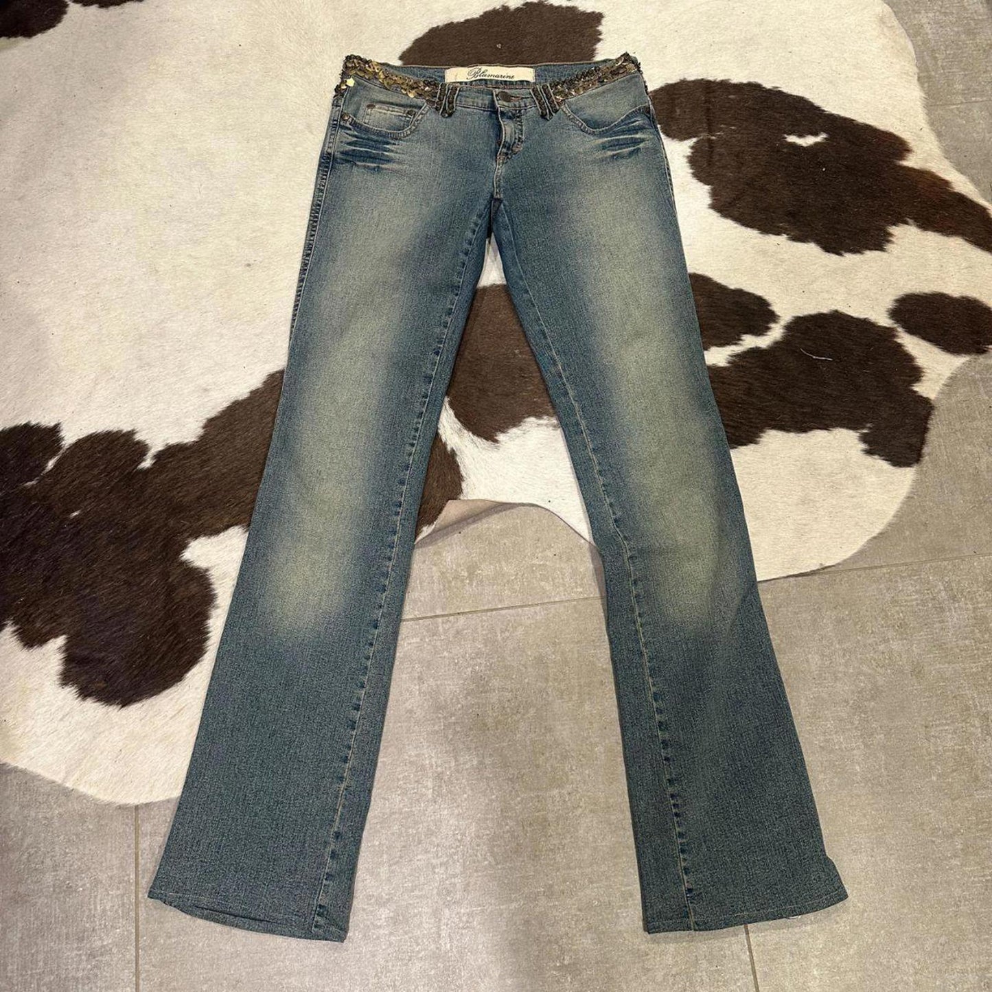 Blumarine Women's Low Rise Y2K Vintage Flare Jeans with Sequin Detail