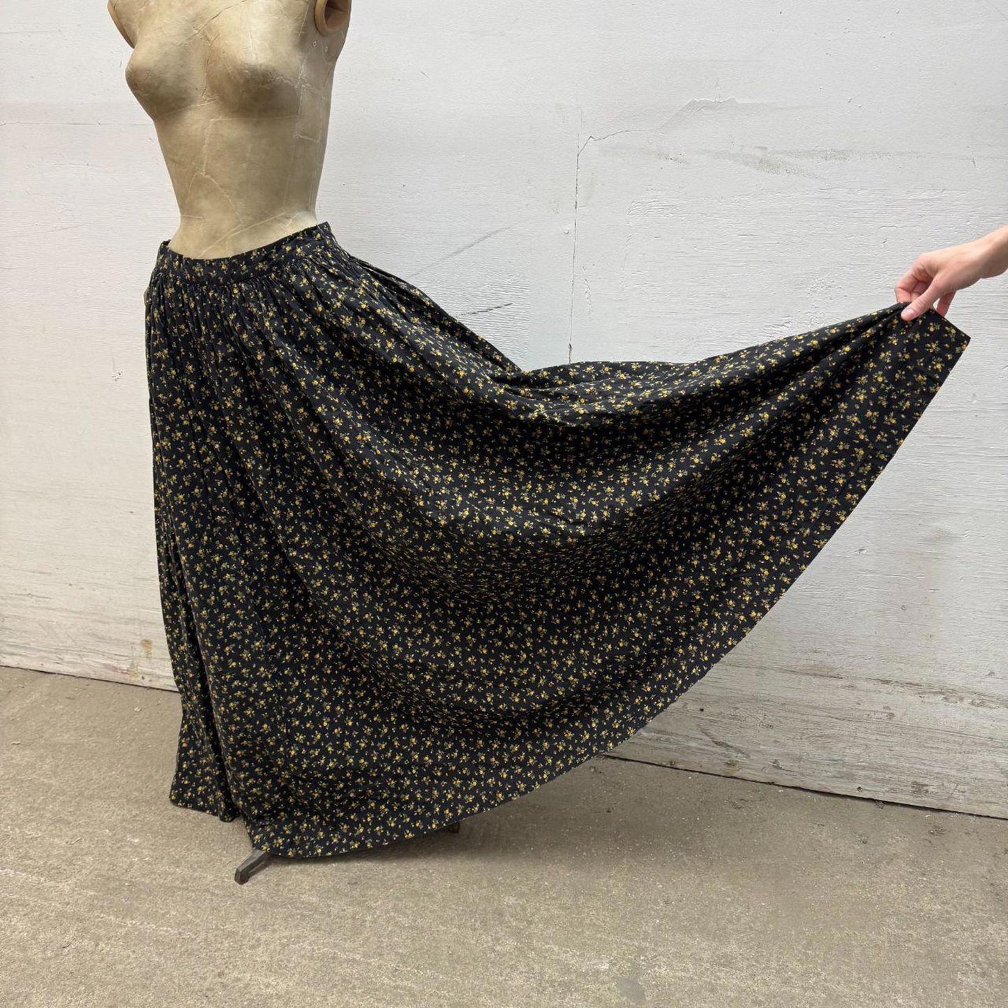 Vintage 1950s Studio-Made Black Calico Western Prairie Dress Movie Costume XS