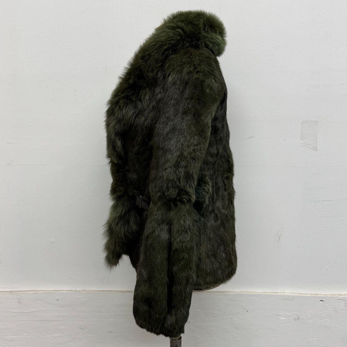 Vintage Y2K Olive Green Rabbit & Fox Fur Jacket Coat