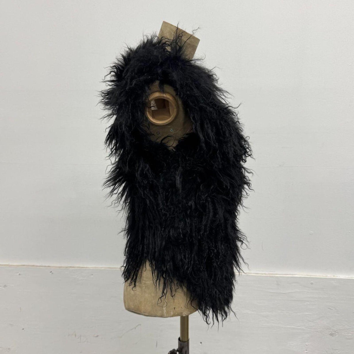 Vintage Black Mongolian Lamb Cropped Vest