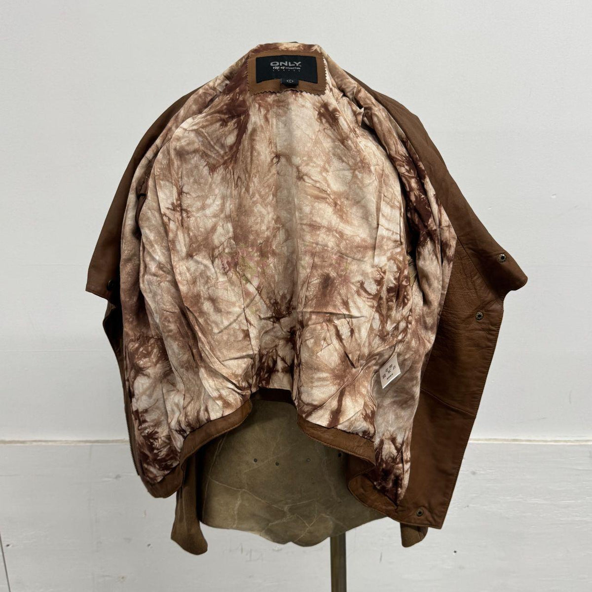 Vintage Tan Funnel Neck Asymmetric Avant Garde Leather Jacket