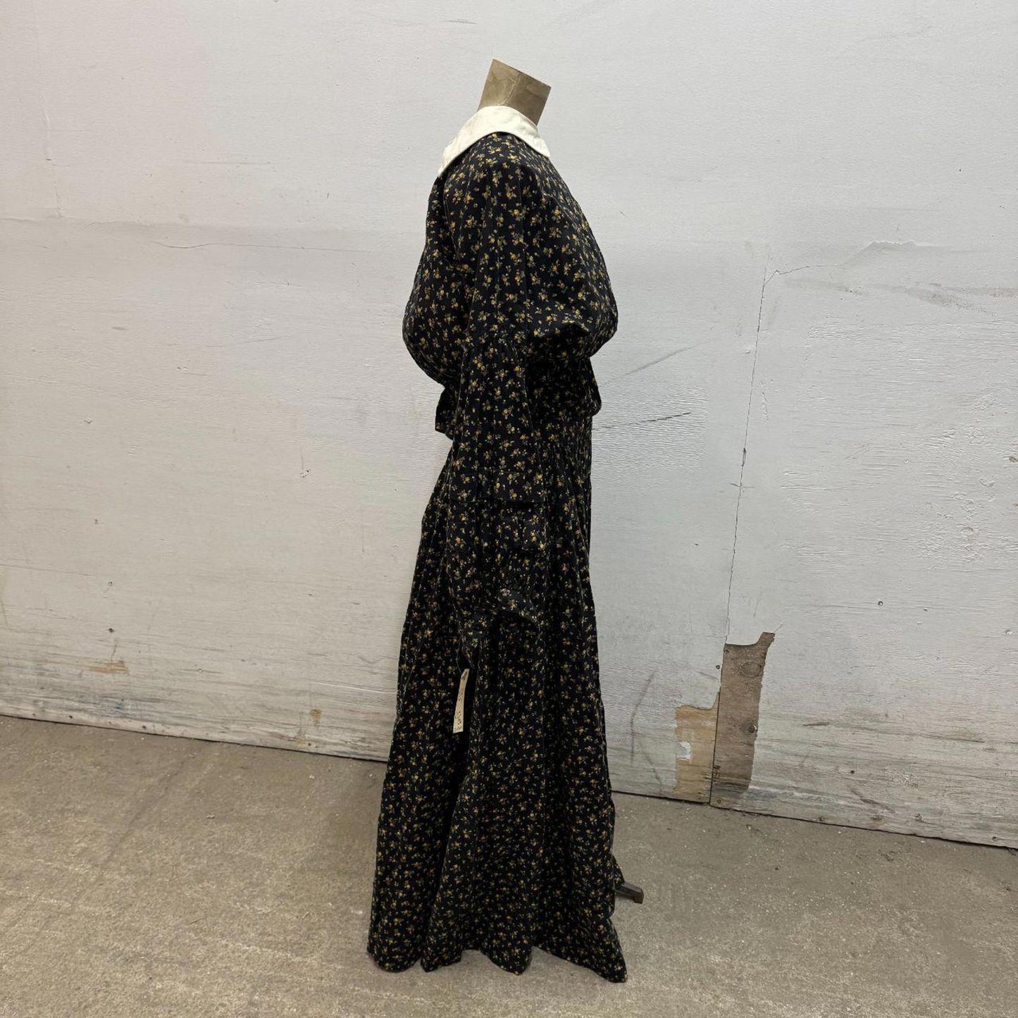 Vintage 1950s Studio-Made Black Calico Western Prairie Dress Movie Costume XS
