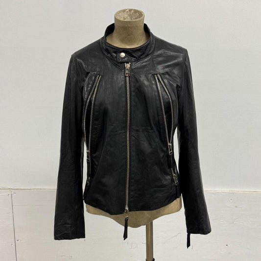 Vintage Black Multi-Zip Avant Garde Leather Moto Jacket