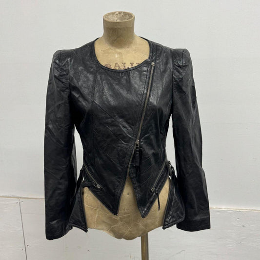 Vintage Black Multi-Way Zip Side Avant Garde Leather Jacket