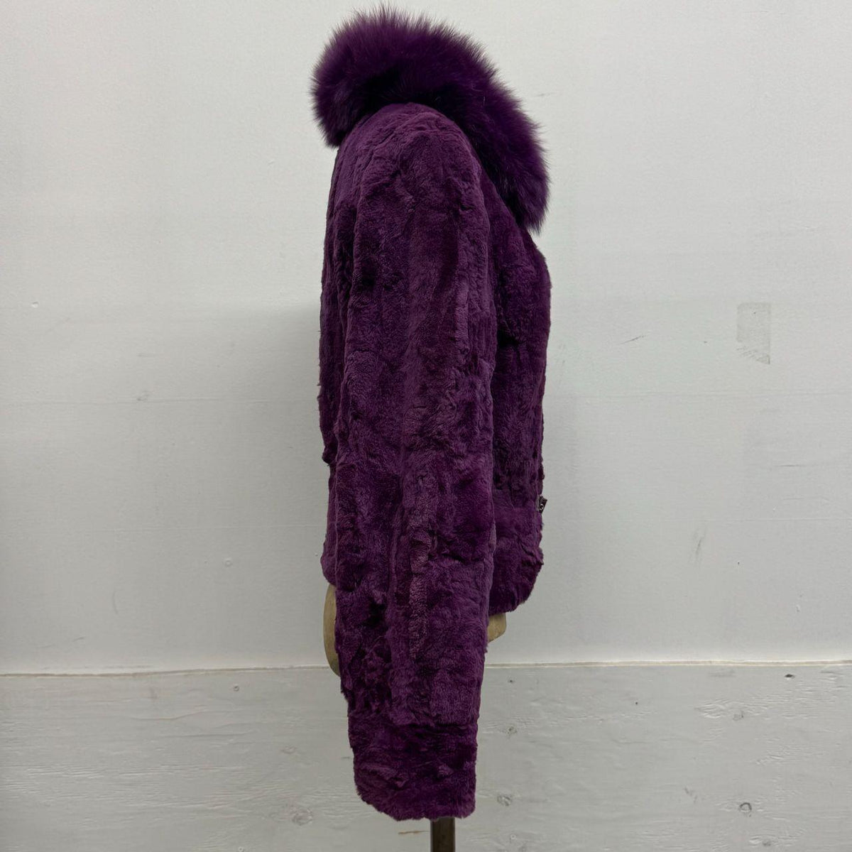 Vintage Y2K Purple Rabbit & Fox Fur Jacket Coat