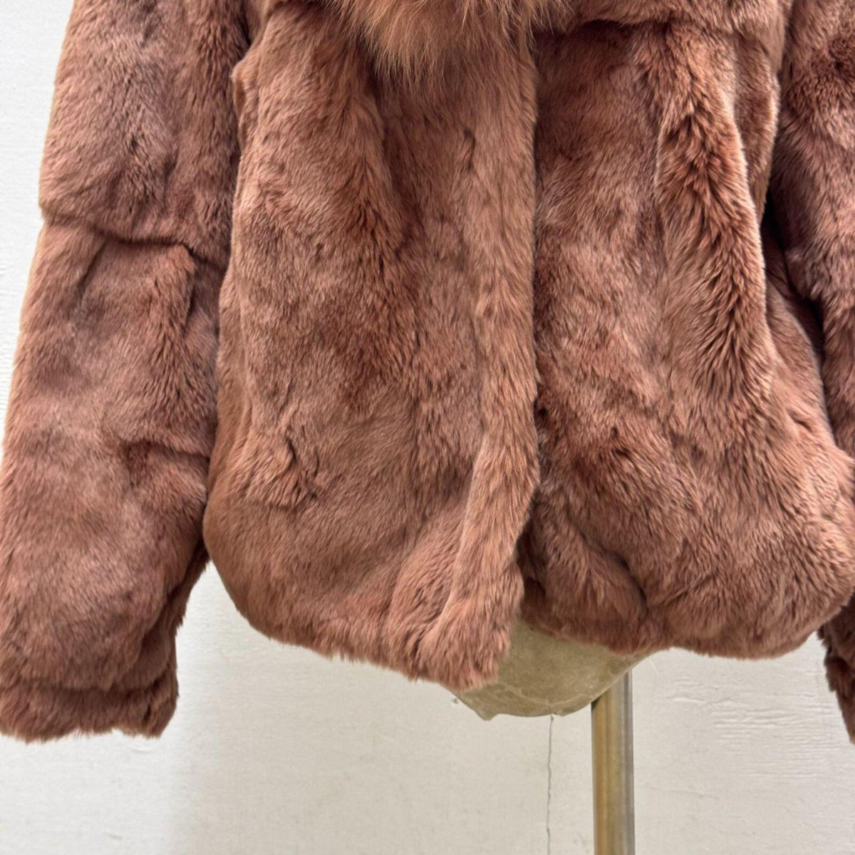 Vintage Warm Brown Rabbit & Fox Fur Jacket Coat