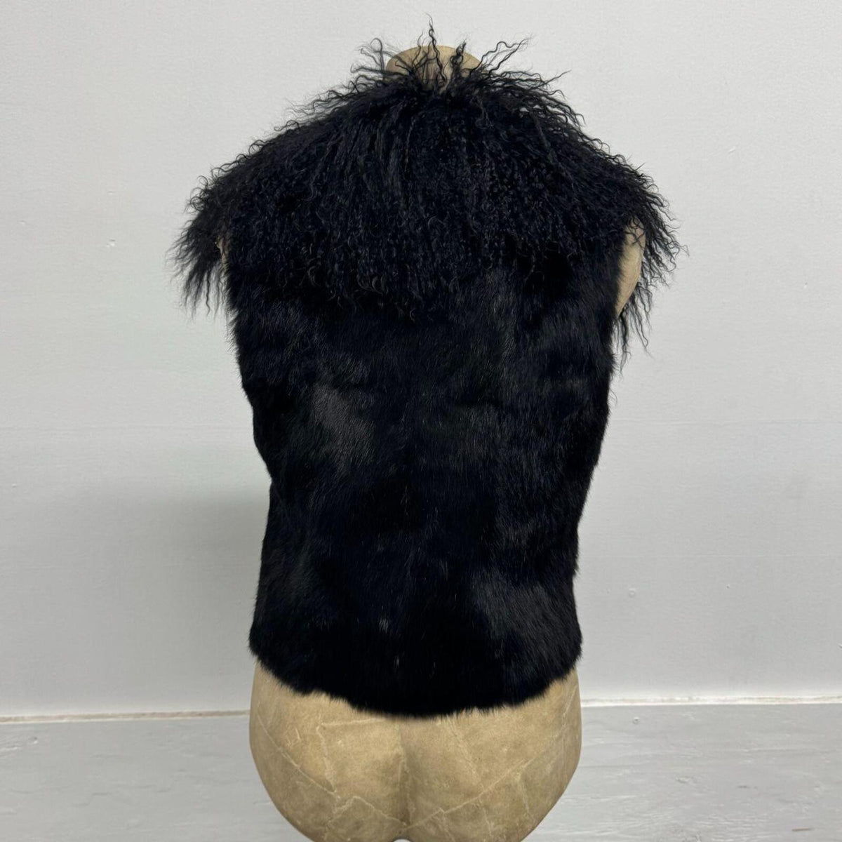 Vintage Black Y2K Mongolian Lamb & Rabbit Fur Vest