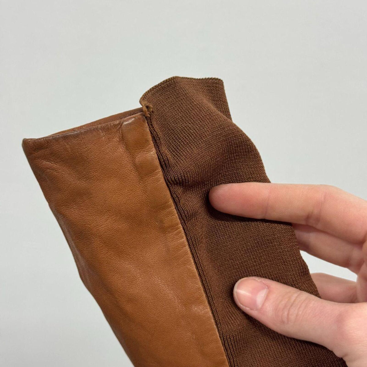 Vintage Tan Brown Funnel Neck Asymmetric Avant Garde Leather Jacket