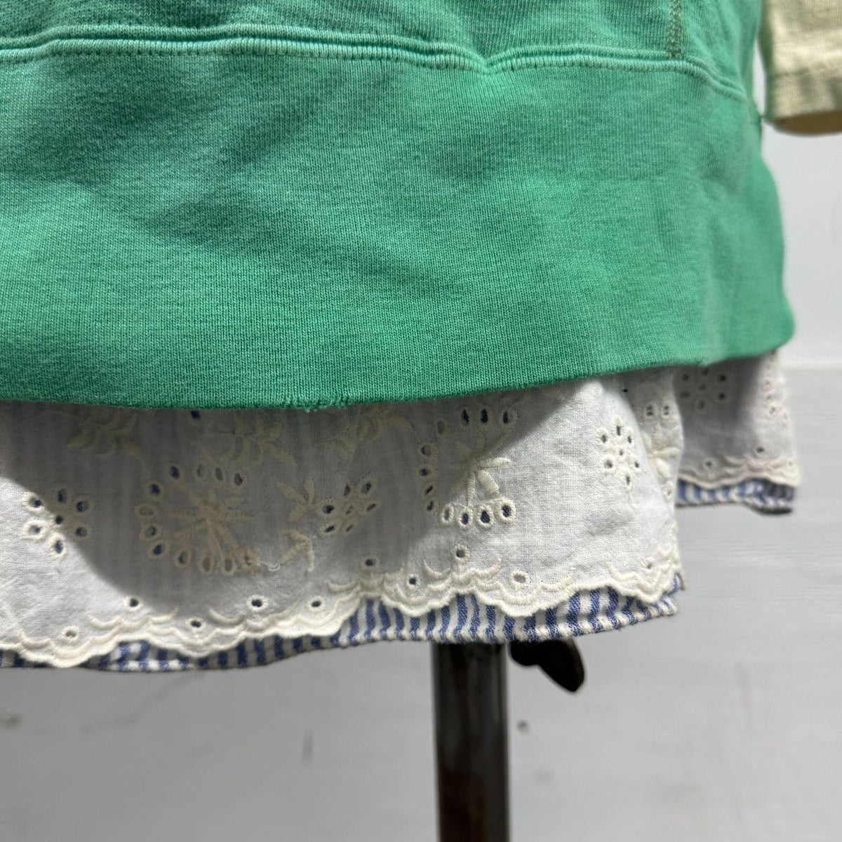 Denim & Dungaree Japanese Layered Green Cotton Hoodie Dress