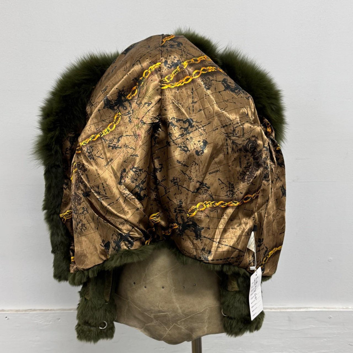 Vintage Y2K Green Rabbit & Fox Fur Pierced Jacket Coat