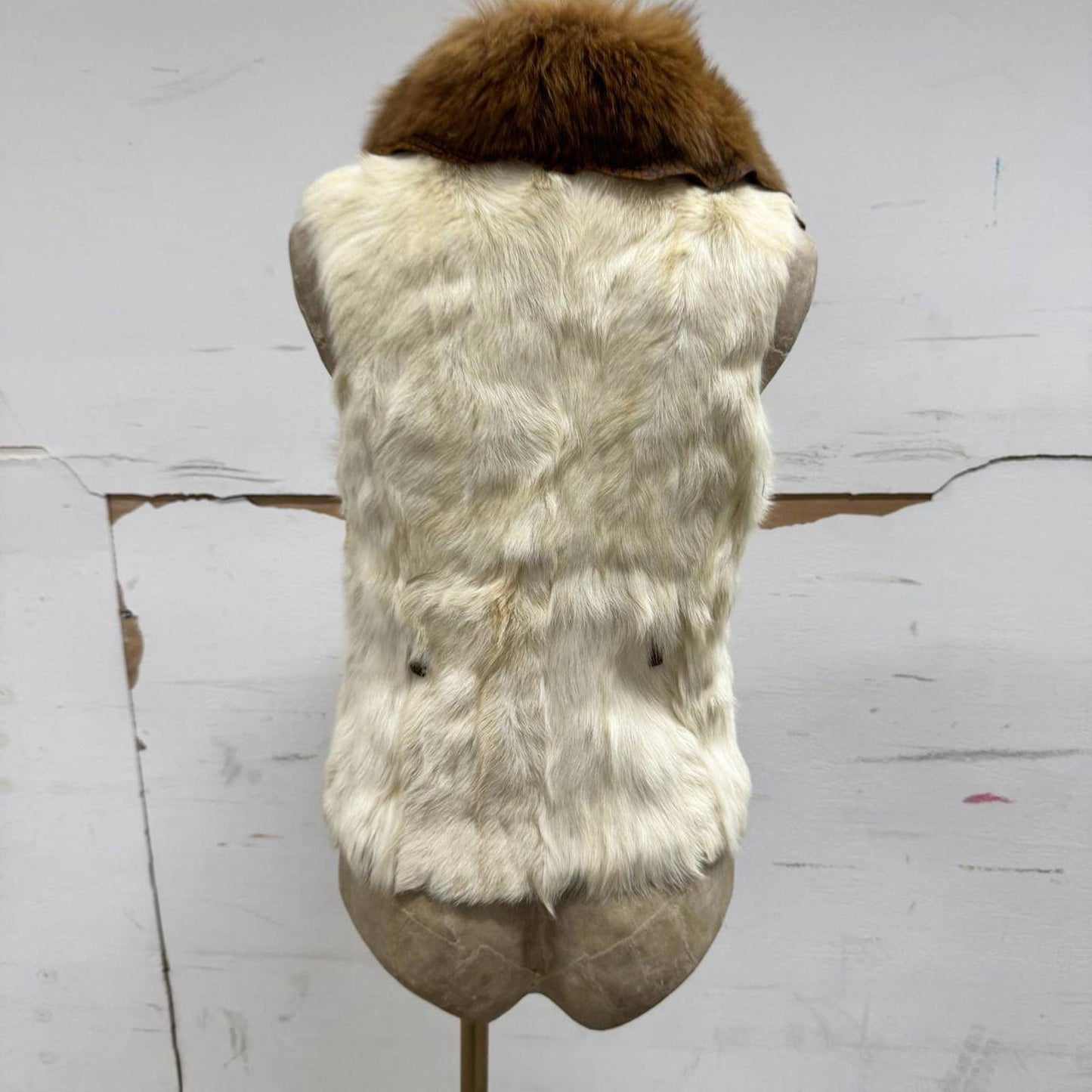 Vintage Y2K Rabbit Fur, Fox Fur, & Leather Statement Vest