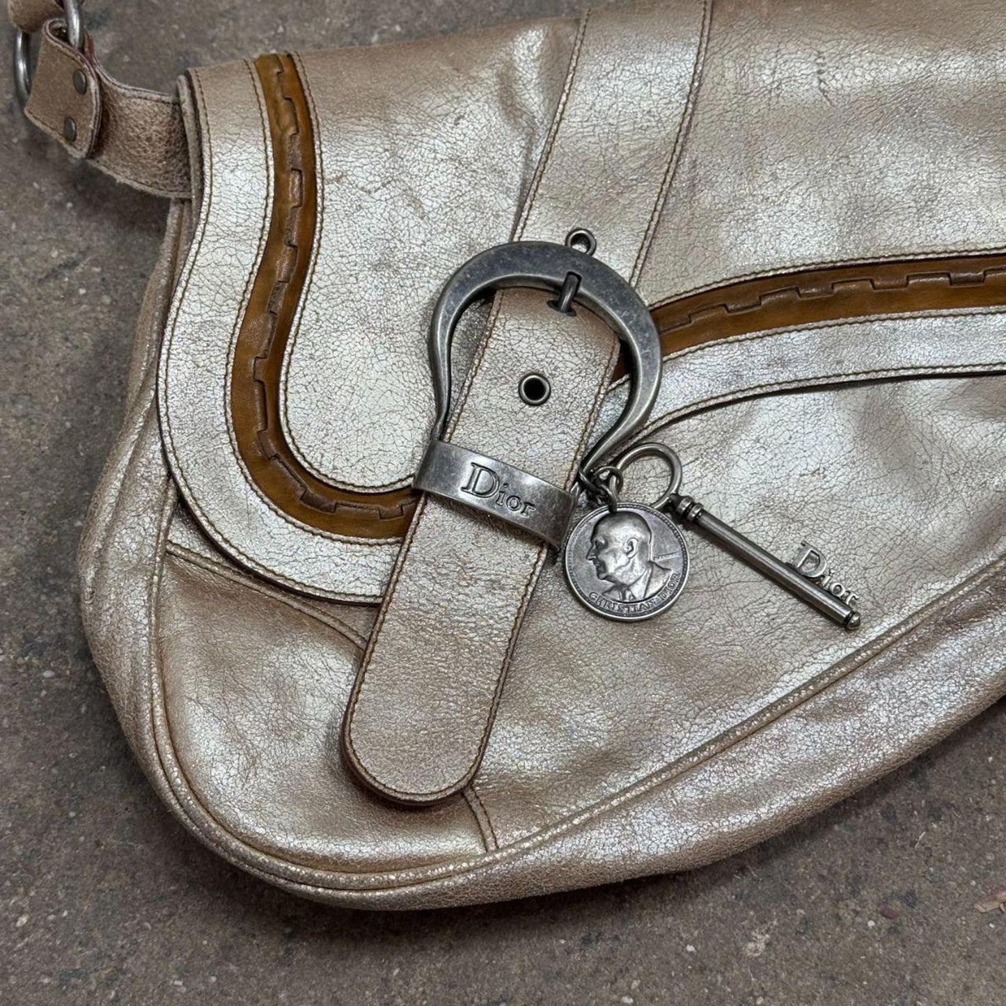 Vintage Dior Metallic Gaucho Saddle Bag Galliano SS06