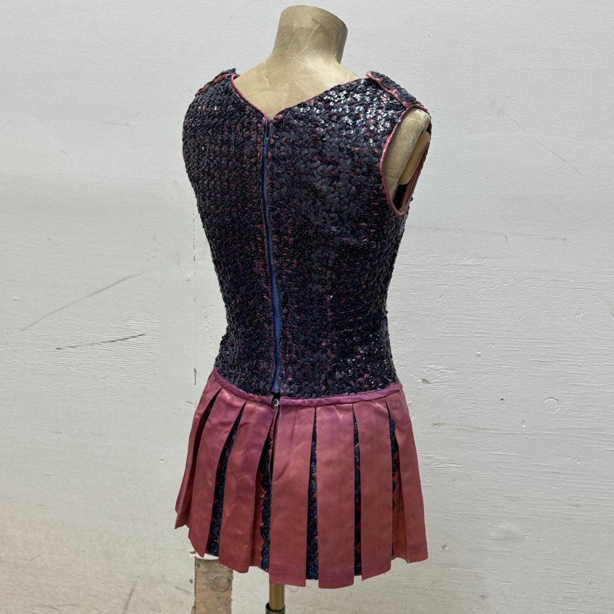Vintage Film Costume 1960s/70s Faded Sequin Showgirl Mini Dress XS