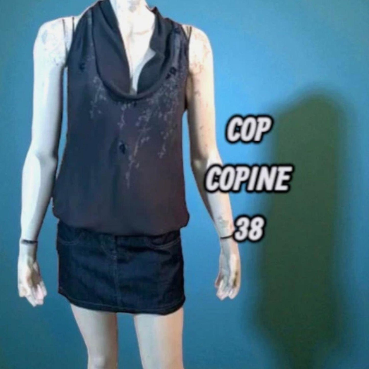 Cop Copine Gray Cowl Neck Mini Dress - Size 38 / US S