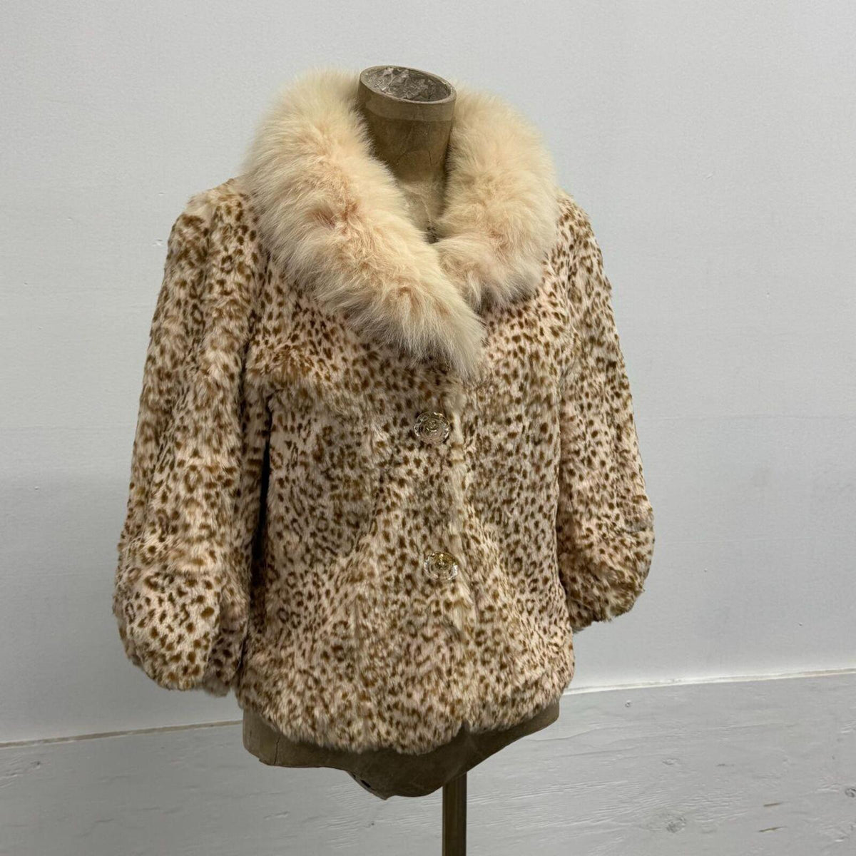 Vintage Y2K Pastel Rabbit & Fox Fur Jacket Coat