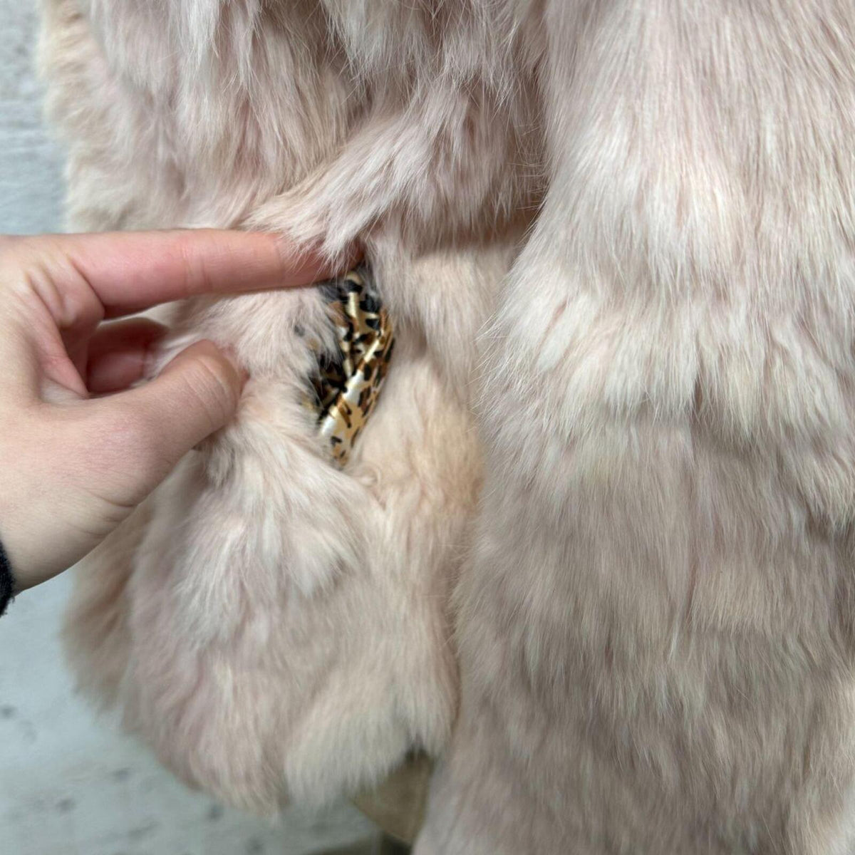 Vintage Y2K Blossom-Pink Rabbit Fur Jacket Coat