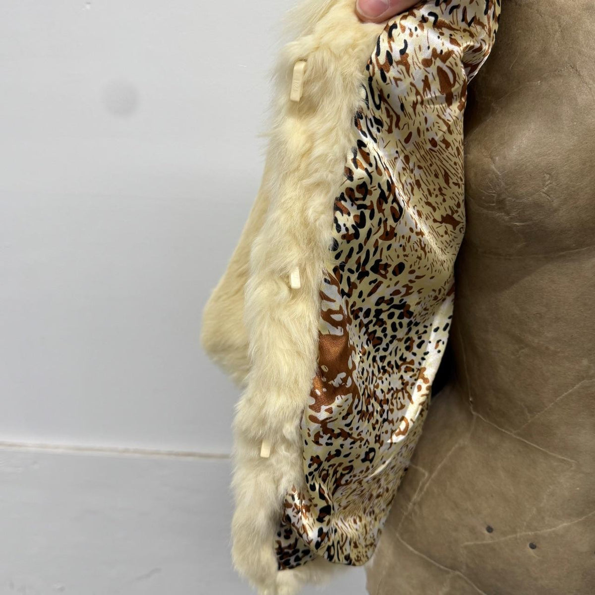 Vintage Y2K Cream White Rabbit & Fox Fur Jacket Coat