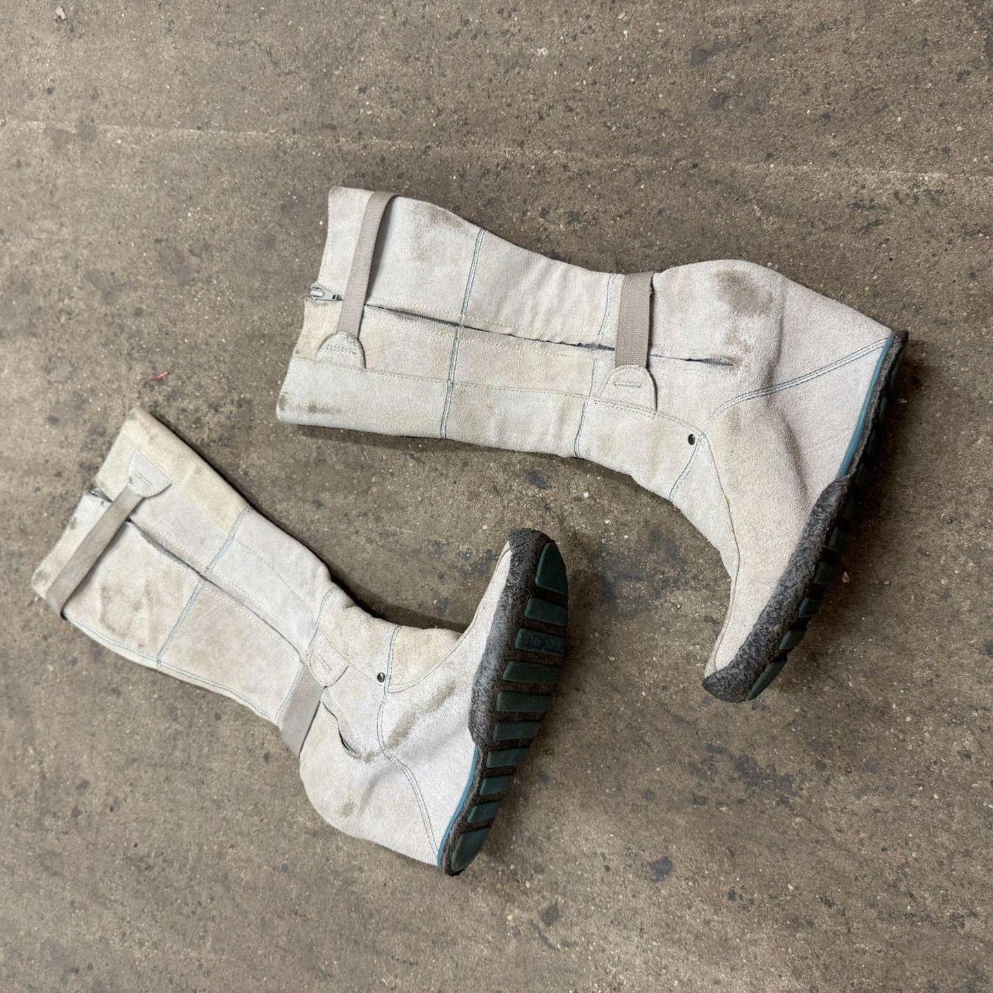 Rare Vintage Diesel Y2K Suede Wedge Boots Archival Grunge