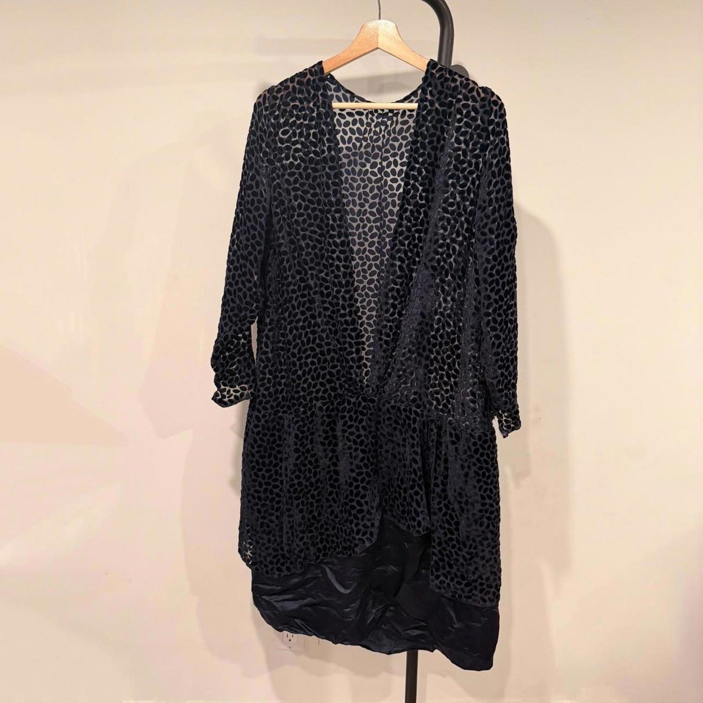 Antique 20s Silk Burnout Velvet Plunge Dress Flapper Devoré