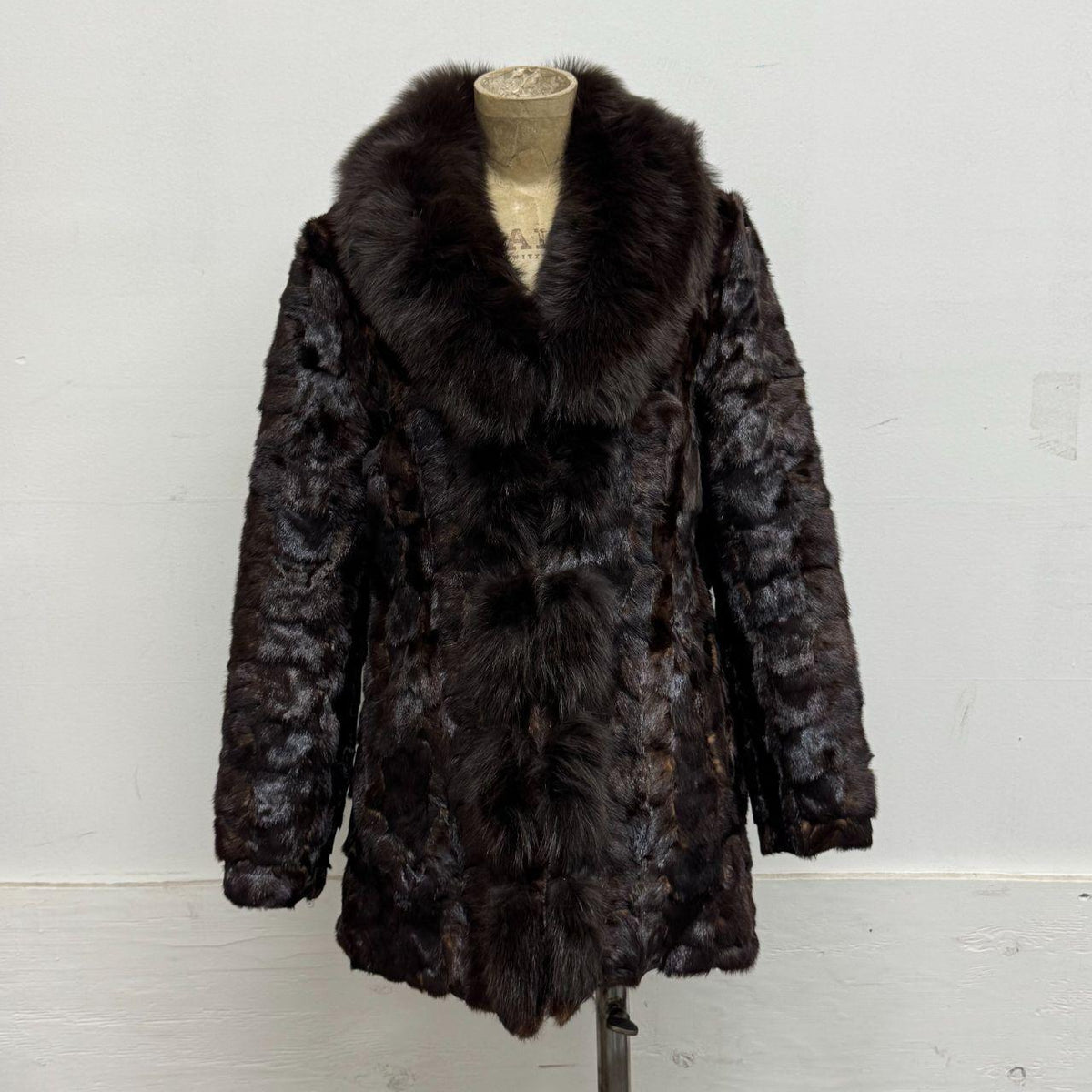 Vintage Y2K Brown Rabbit & Fox Fur Afghan Penny Lane Jacket Coat