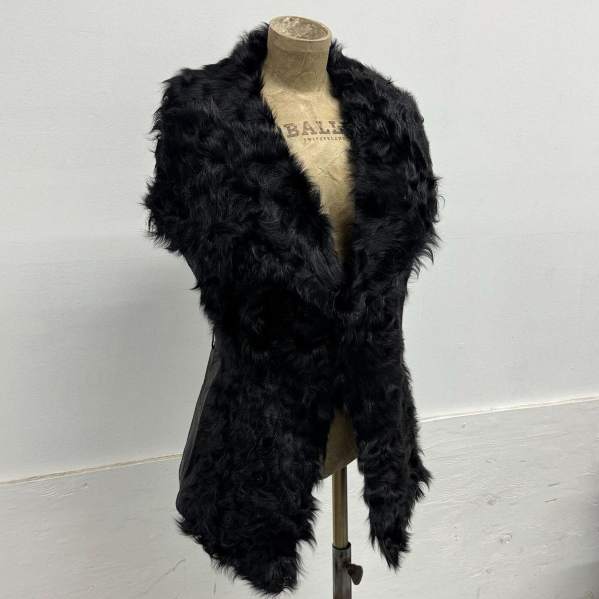 Vintage Y2K Black Wool & Leather Vest