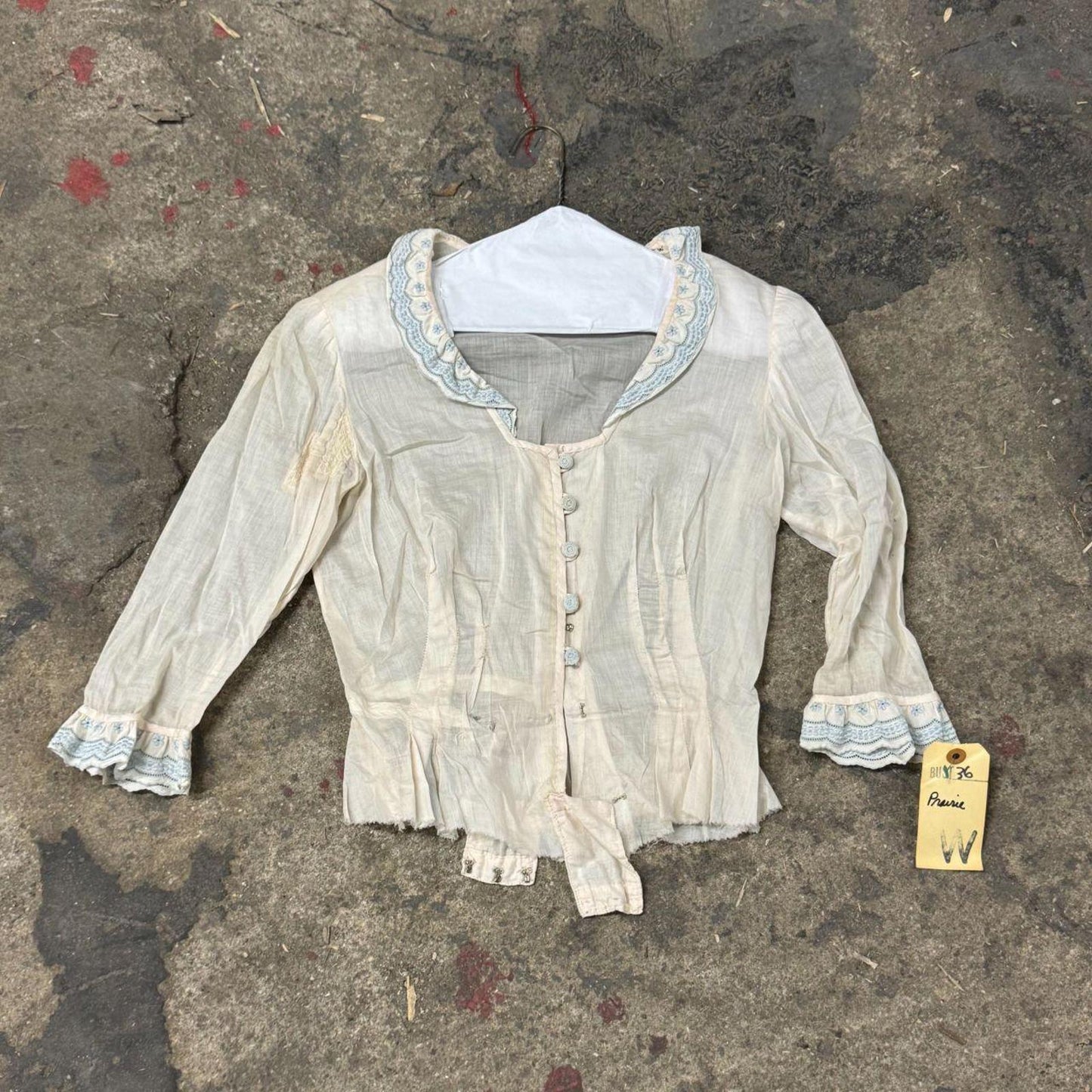 Vintage Film Costume 40s 50s Does Victorian Antique Style White Bodice S
