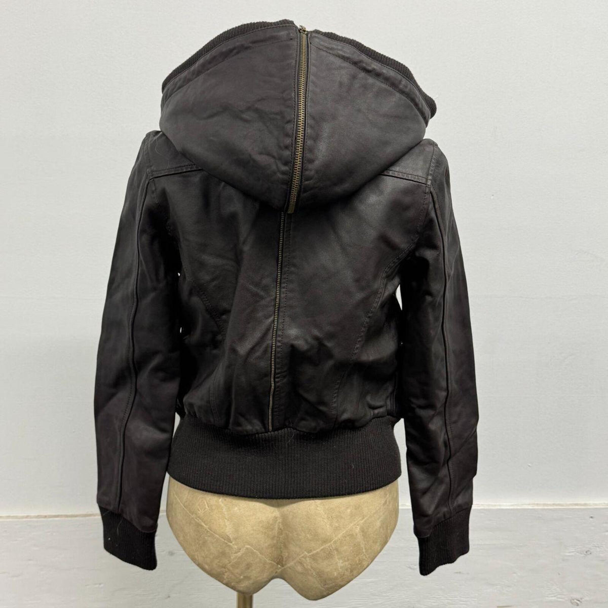 Vintage Brown Split Hood Aviator Lamb Nappa Leather Jacket Azona AO2
