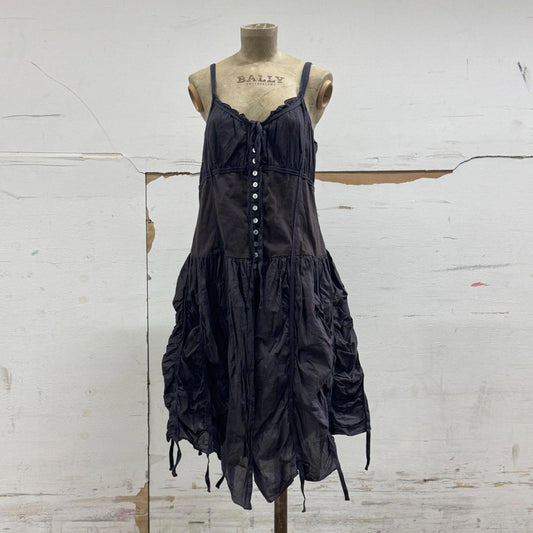 90s Y2K Vintage Mais Il Est Où Le Soleil? 100% Cotton Black Balloon Dress