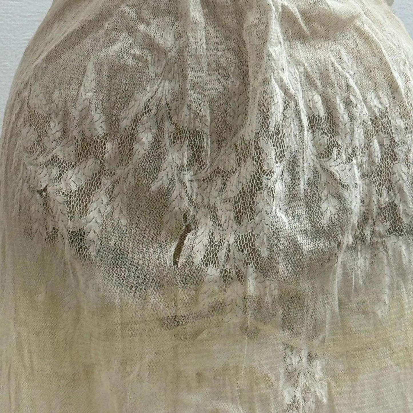 Antique 1910s Edwardian Tea Gown XS White Cotton Lace Dress
