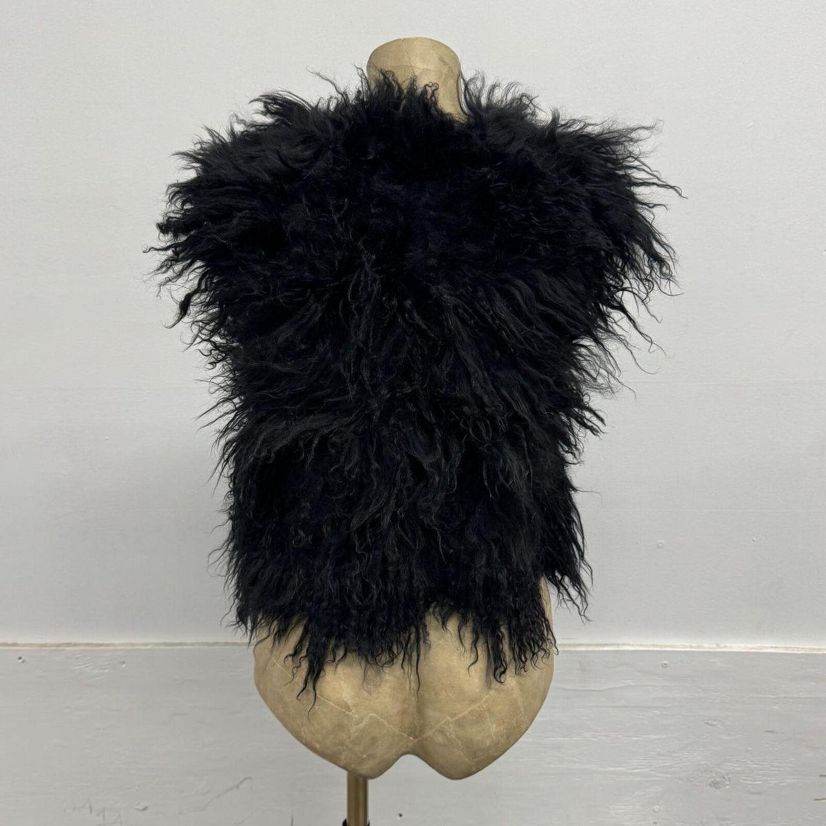Vintage Black Mongolian Lamb Cropped Vest