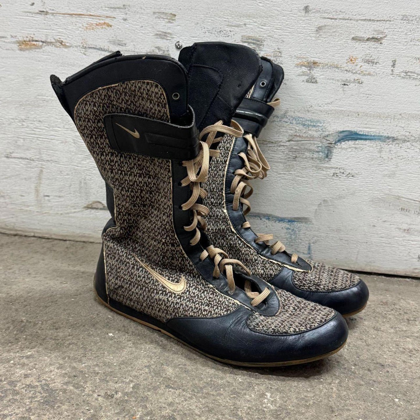 Rare Vintage Nike Boxing Boots Black Tweed Y2K