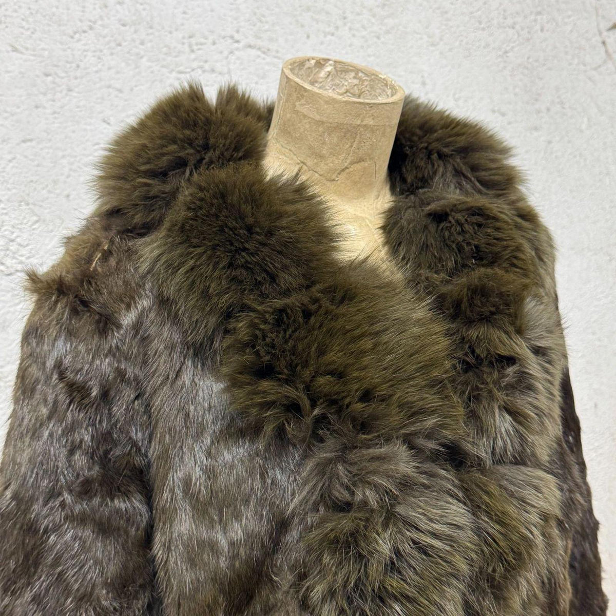 Vintage Y2K Olive Green Rabbit & Fox Fur Coat