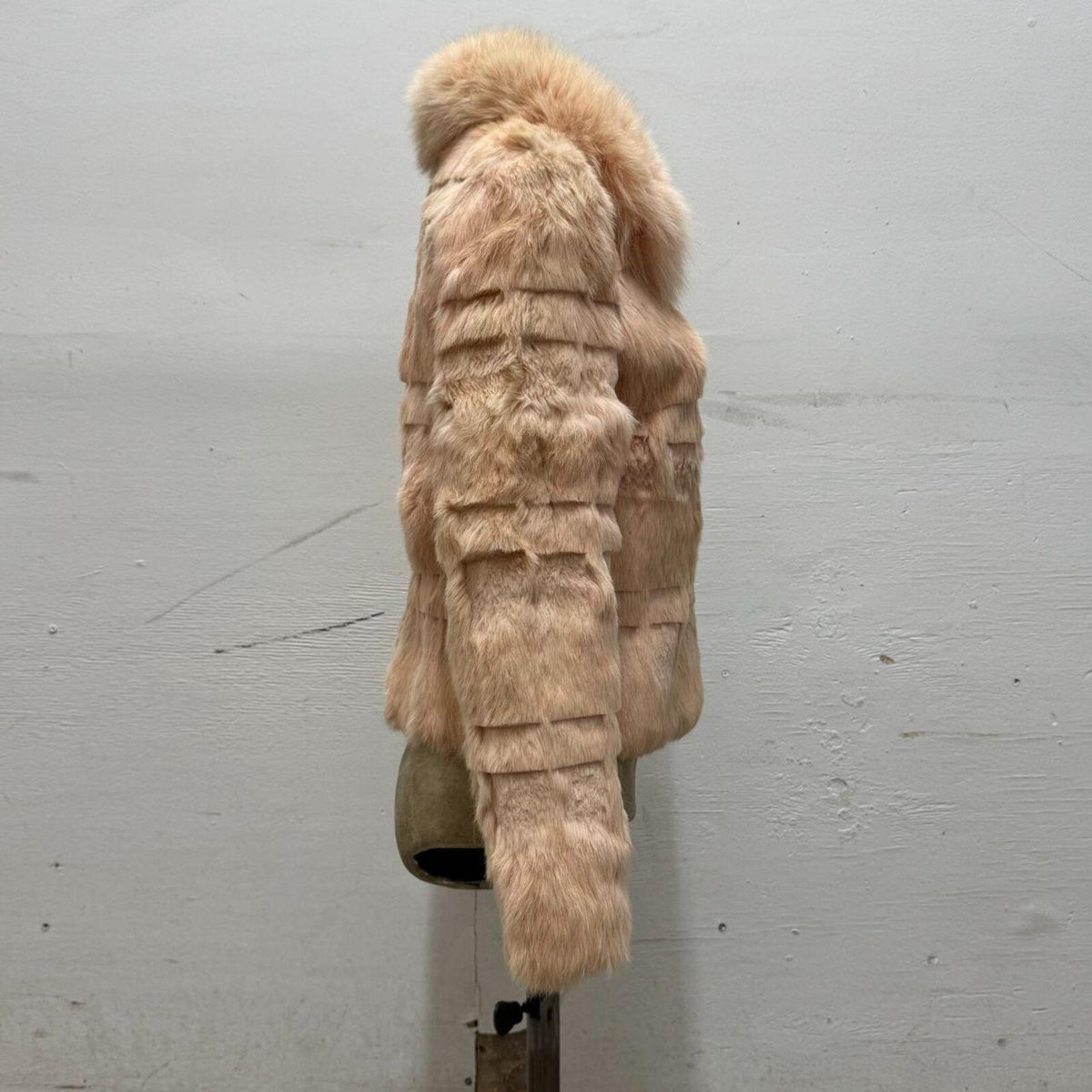 Y2K Vintage Blush Pink Rabbit & Fox Fur Jacket Coat