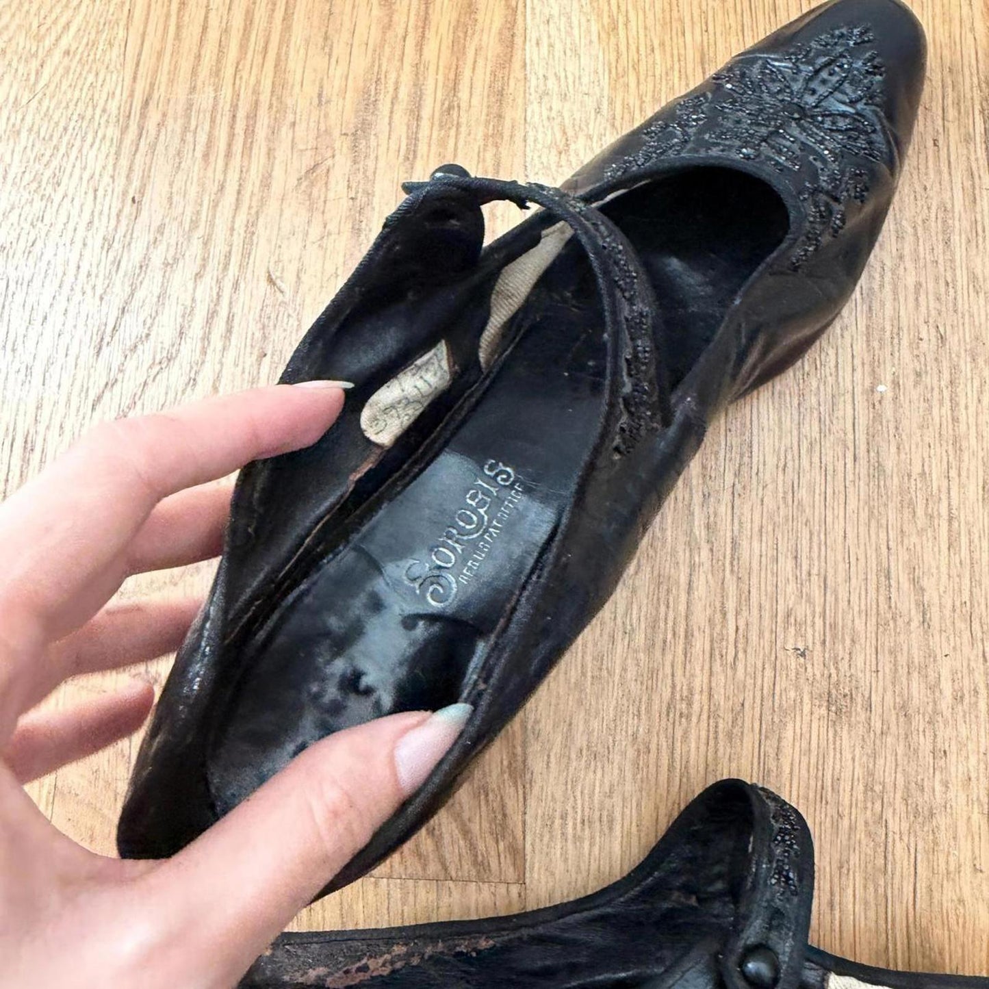 c. 1910s–1920s Sorosis Beaded Leather Mary Janes – Edwardian Antique Heels