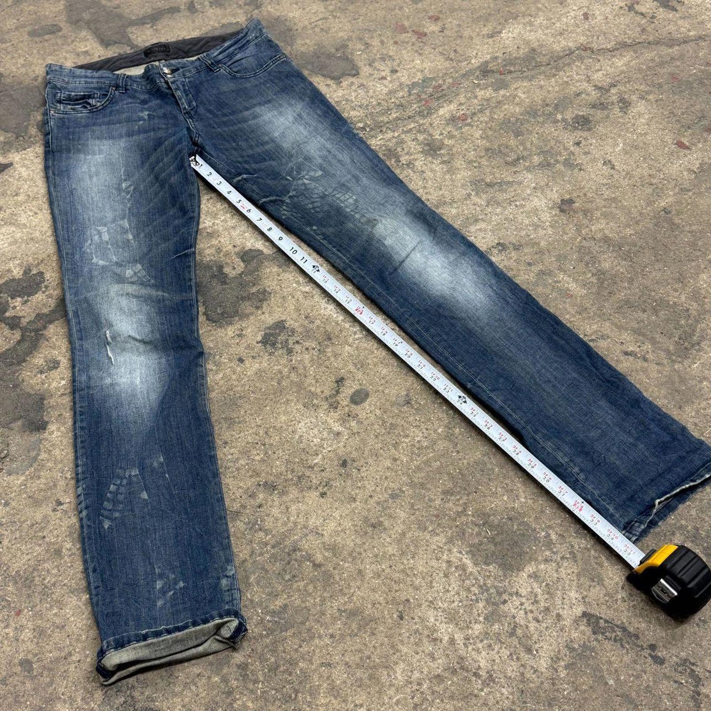Y2K Vintage Archival John Richmond "Stepped On" Low-Rise Skinny Jeans 28