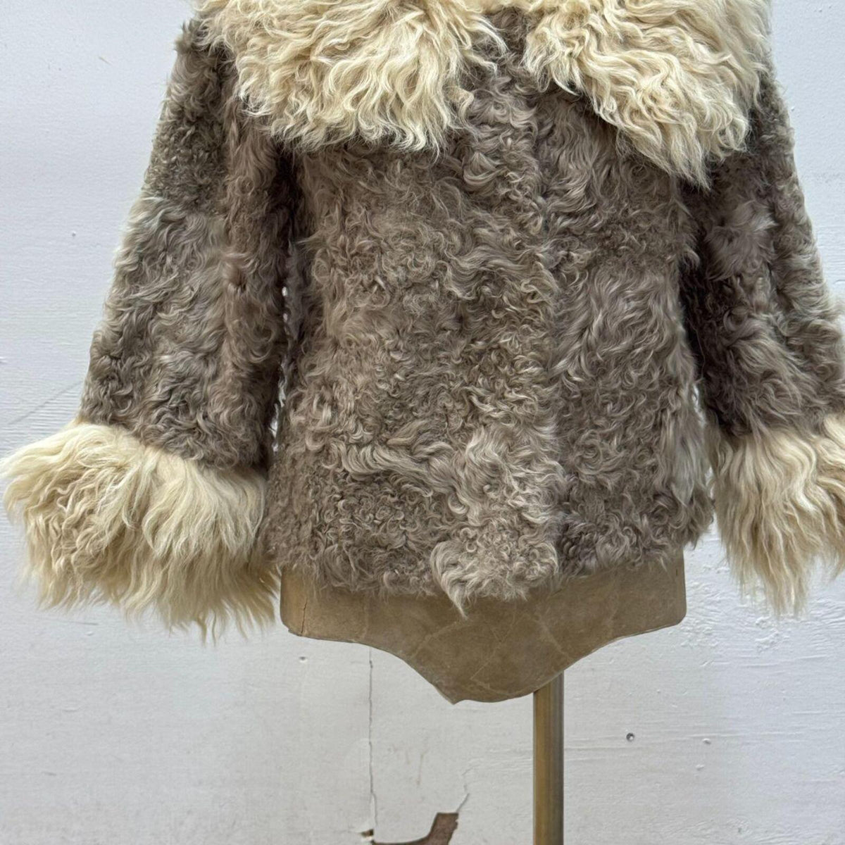 Y2K Vintage Mongolian Lamb Wool Mod Statement Jacket