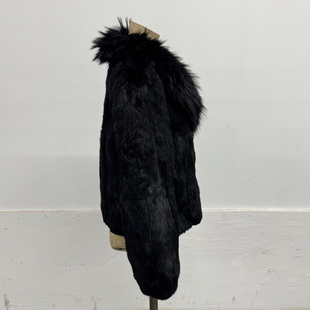 Vintage Y2K Black Rabbit & Fox Fur Jacket Coat