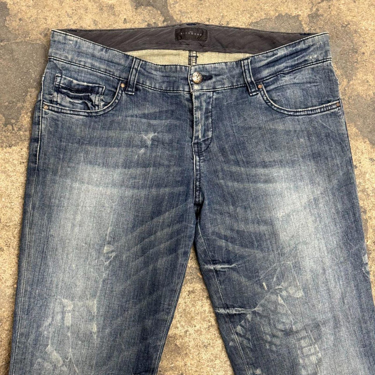 Y2K Vintage Archival John Richmond "Stepped On" Low-Rise Skinny Jeans 28