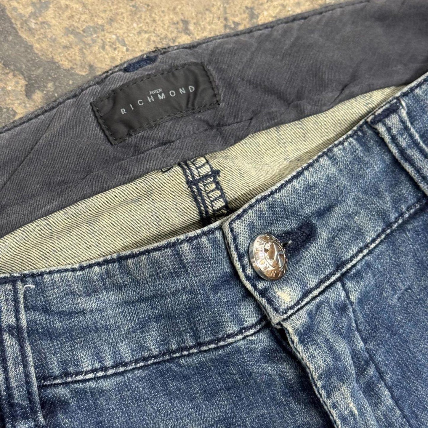Y2K Vintage Archival John Richmond "Stepped On" Low-Rise Skinny Jeans 28
