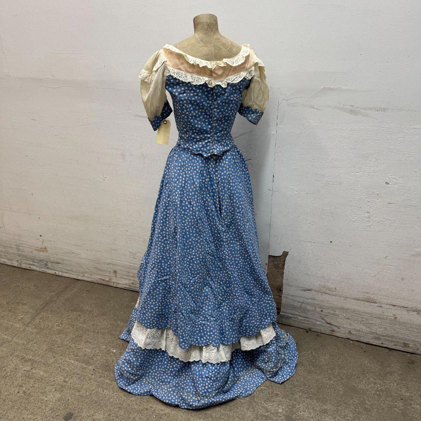 Vintage 1950s Studio-Made Blue Calico Tiered Western Prairie Dress Movie Costume