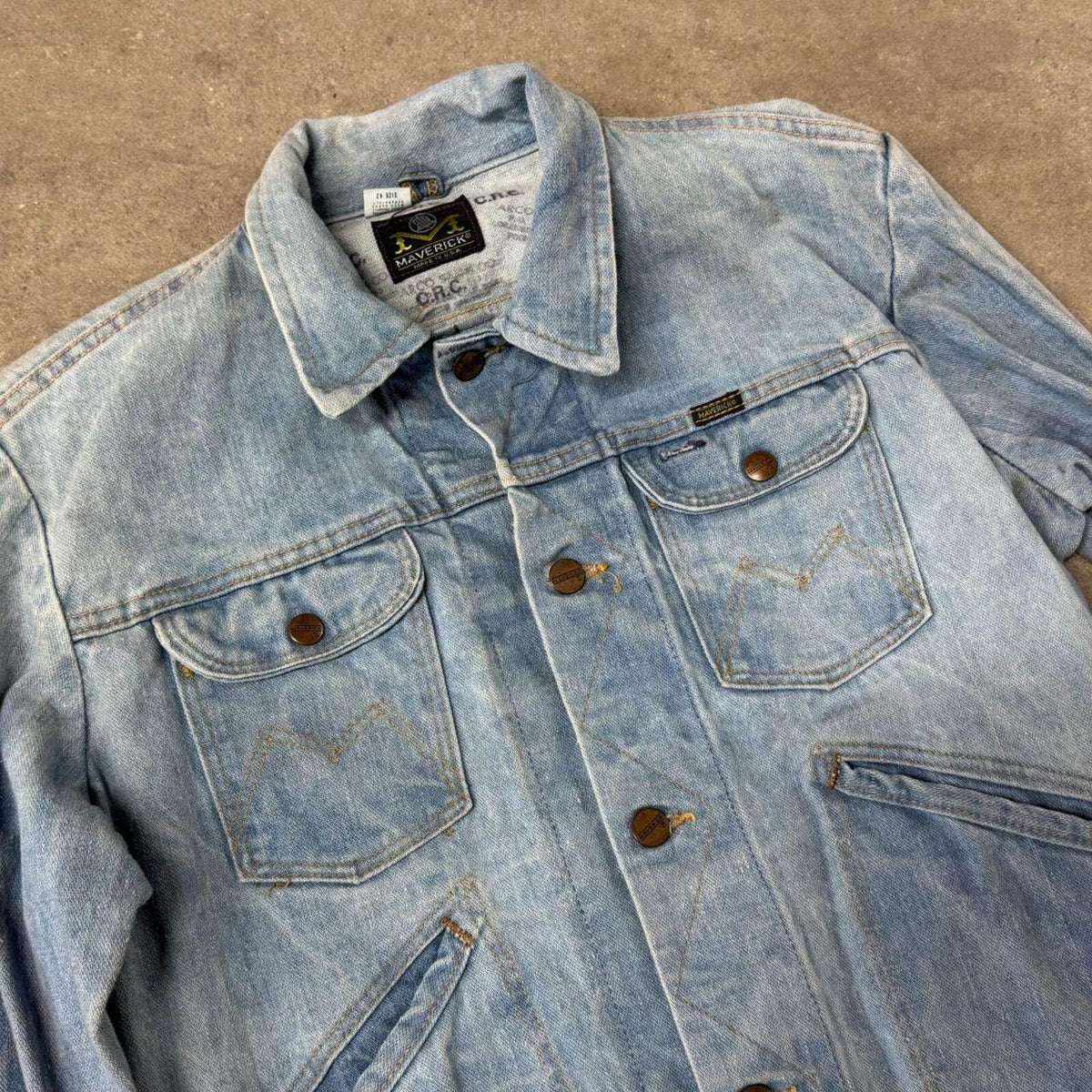 60s Vintage Maverick Made in USA Denim Trucker Jacket Blue Bell