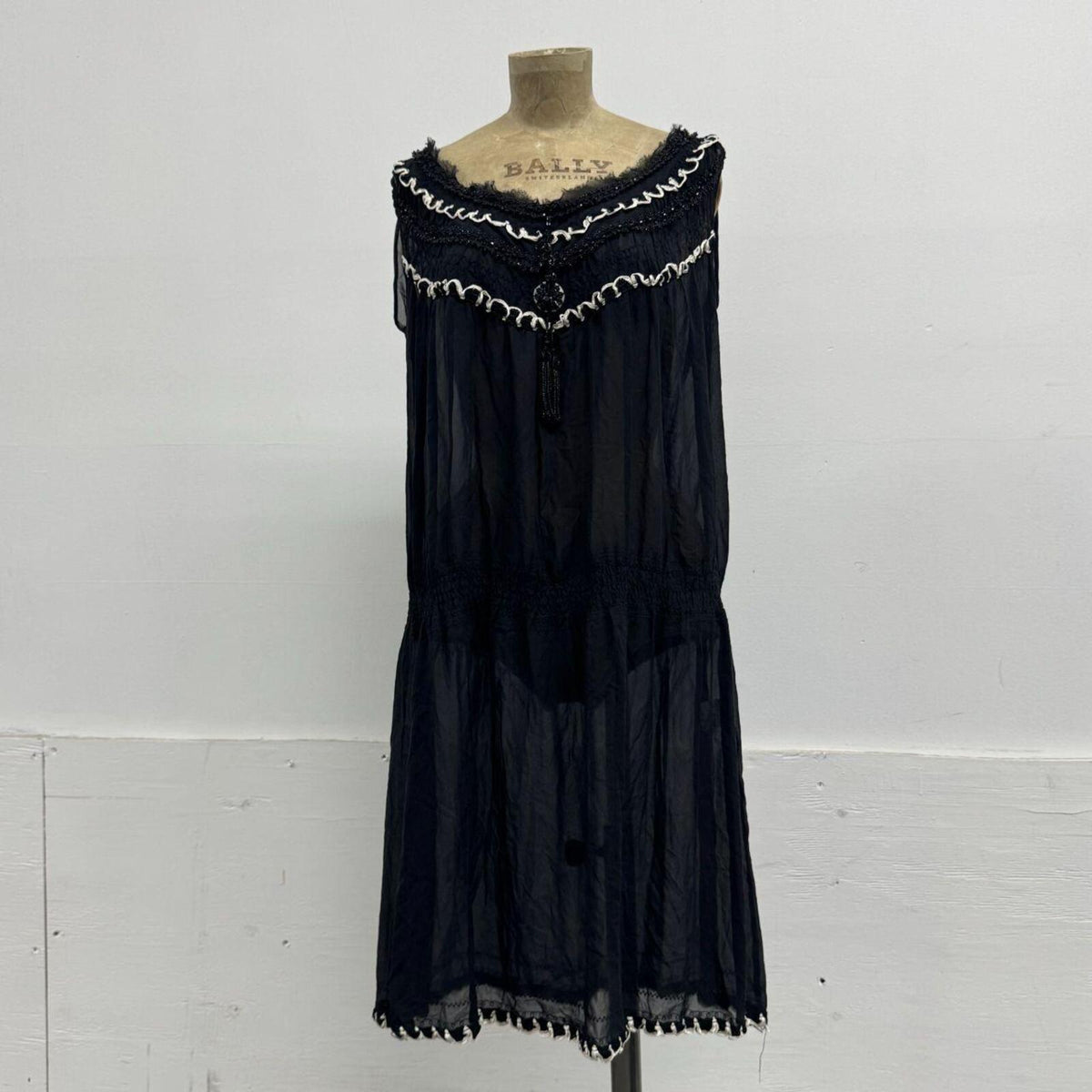 Vintage Tsumori Chisato 100% Silk Beaded Black Dress