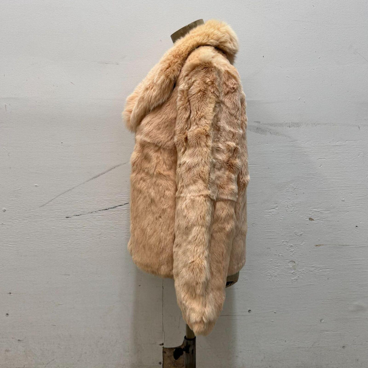 Vintage Blush Pink Rabbit & Fox Fur Jacket Coat