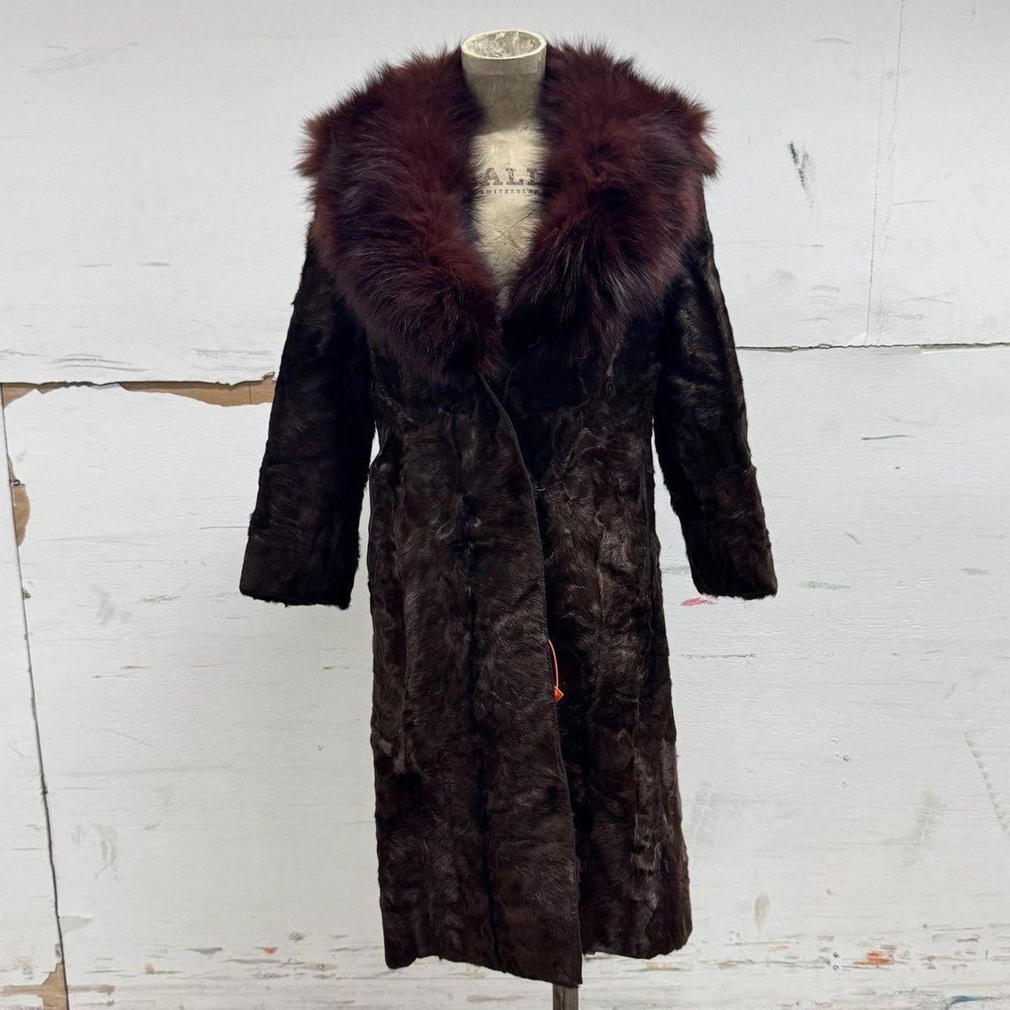 Vintage Patchwork Pony Hair Calfskin & Fox Fur Longline Coat