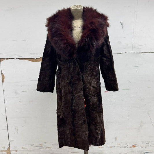 Vintage Patchwork Pony Hair Calfskin & Fox Fur Longline Coat