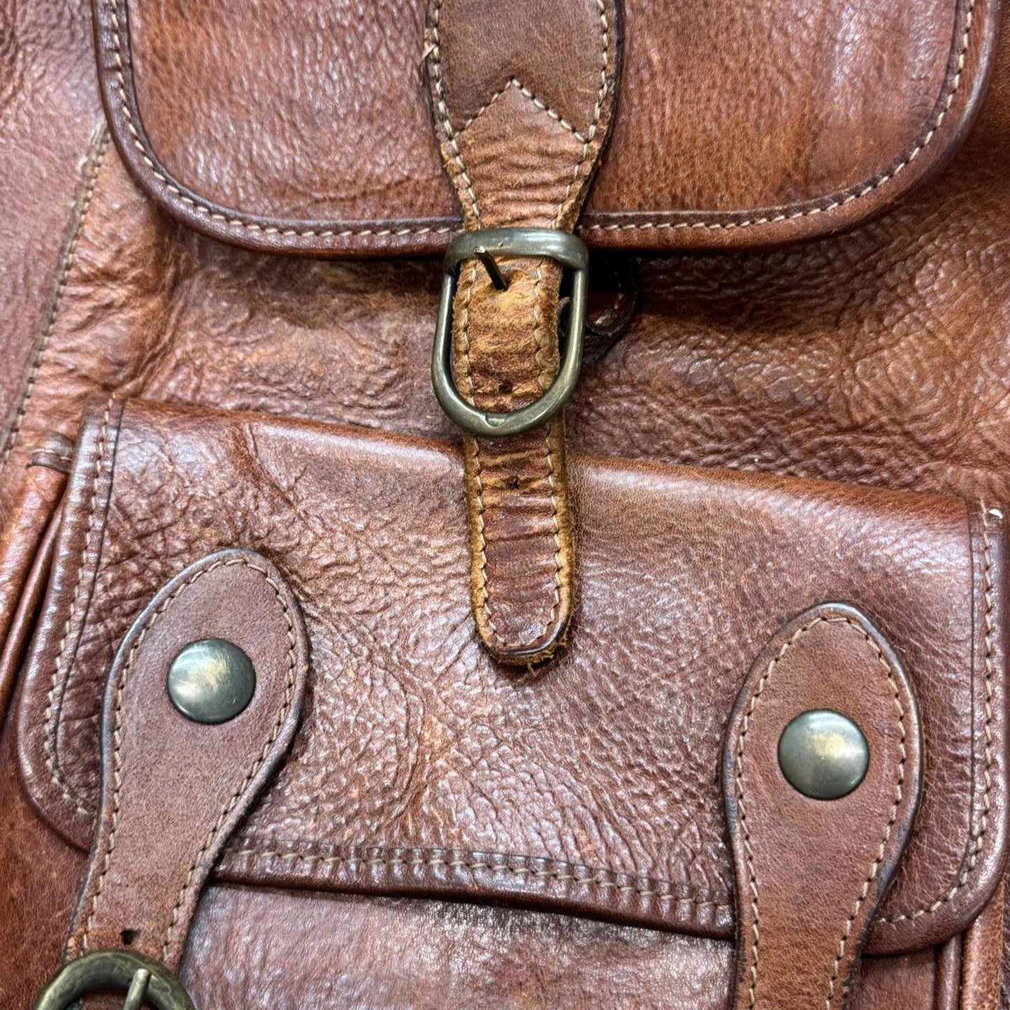 Vintage Brown Leather Mini Backpack