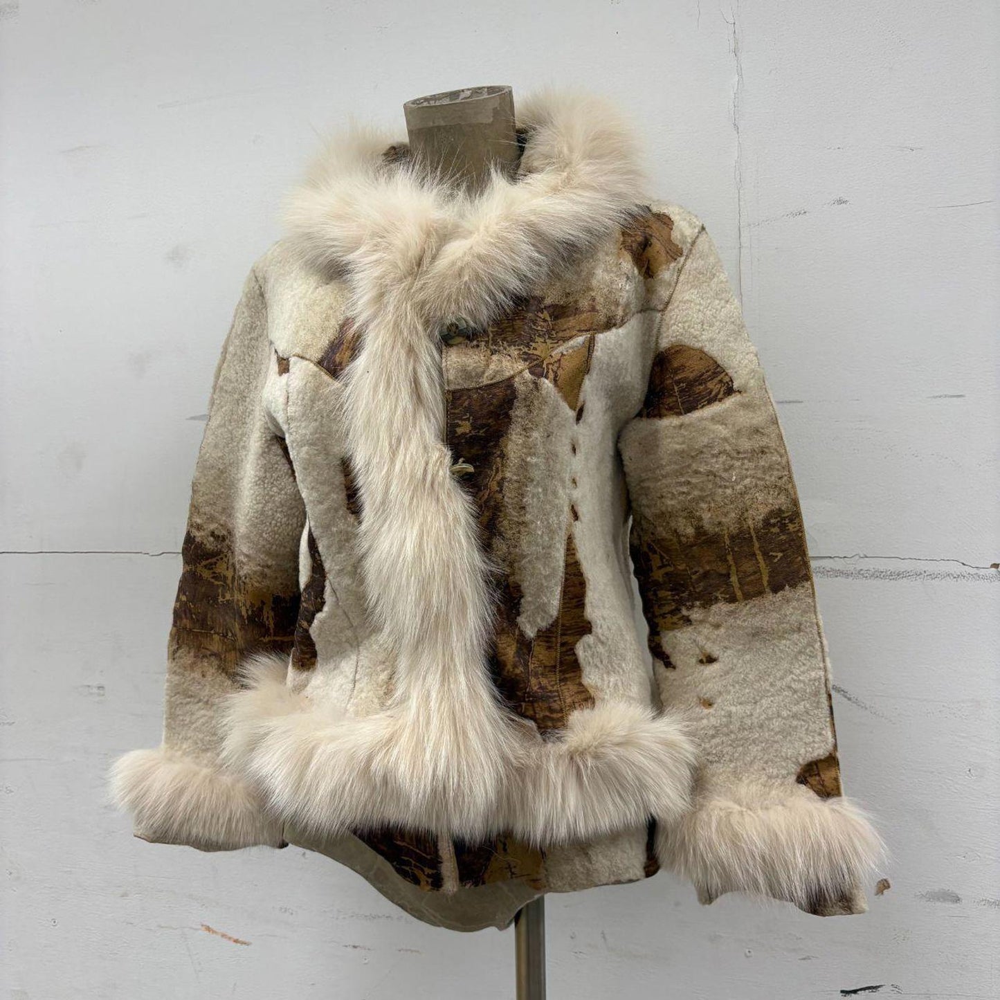 Vintage Y2K Patchwork Suede & Fox Fur "Penny Lane" Jacket