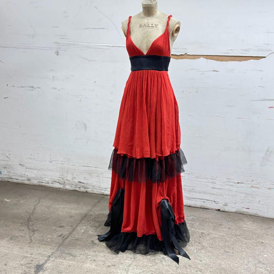 Zuhair Murad x MNG Limited Edition Red & Black Silk Gown