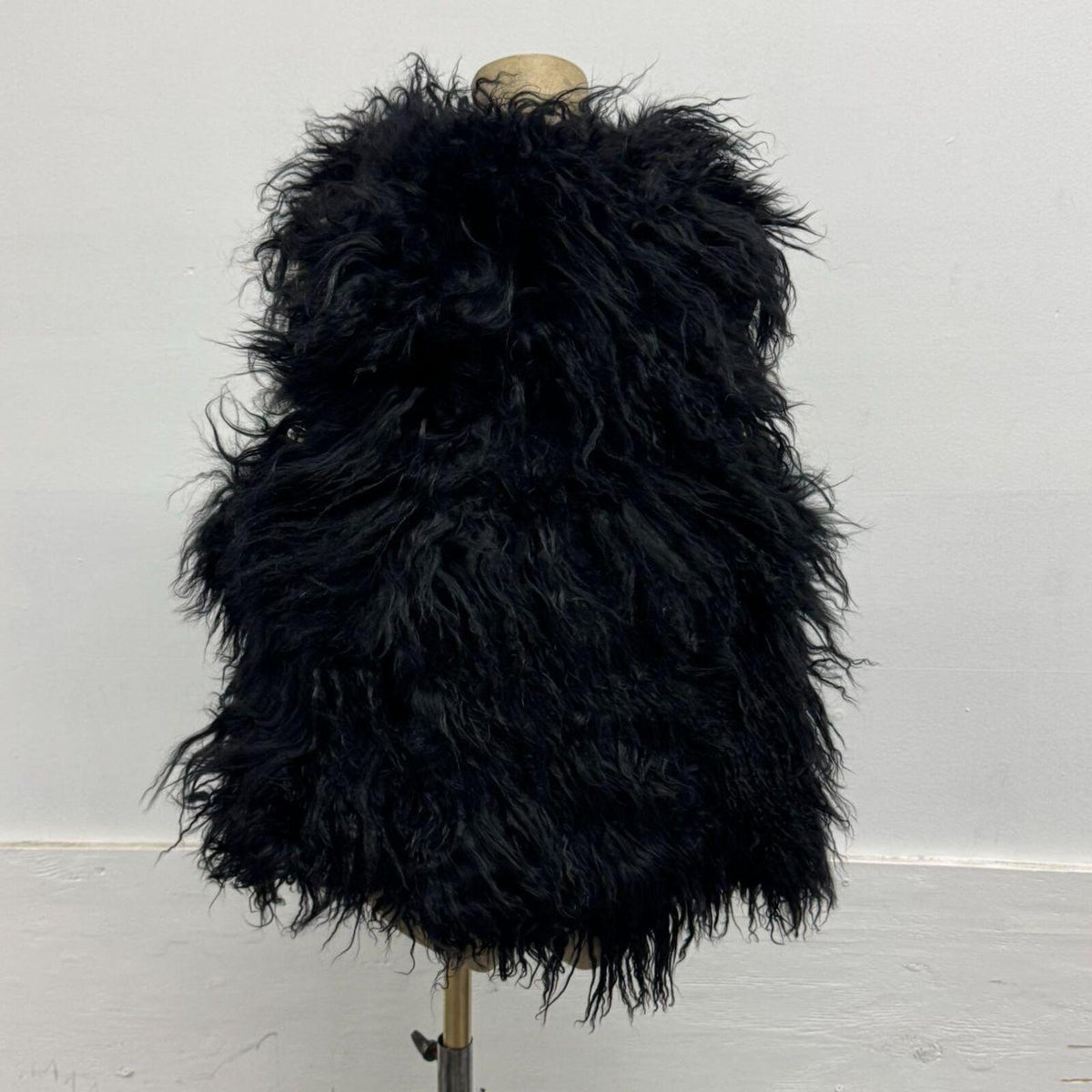 Vintage Black Mongolian Lamb Cropped Vest